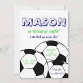 Birthday-uitnodiging voor voetbal - blauw kaart (Voorkant)