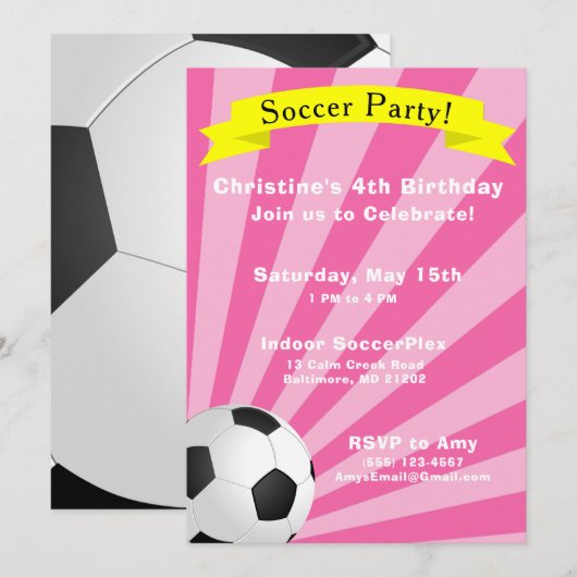 Birthday-uitnodiging voor voetbalwedstrijd kaart (Voorkant / Achterkant)