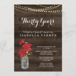 Birthday-uitnodiging voor vrouwen | Kerstpoinsetti Kaart