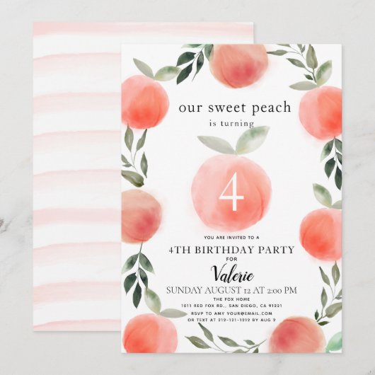 Birthday-uitnodiging voor Waterverf met een twitpe Kaart (Voorkant / Achterkant)