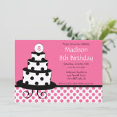 Birthday - uitnodiging voor zwarte, witte en roze  (Staand voorkant)