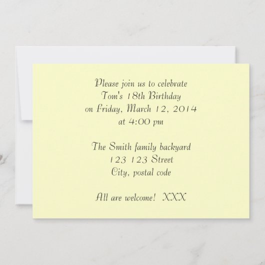 Birthday-uitnodigingen. Drijvende tuin met pad Kaart (Achterkant)