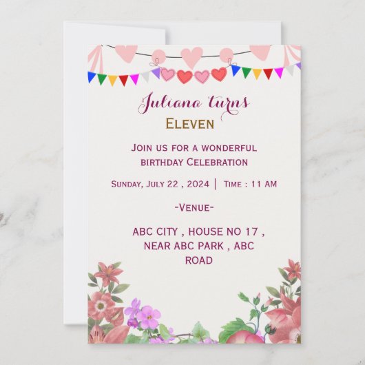 Birthday-uitnodigingen Kaart (Voorkant)