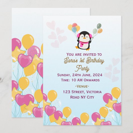 Birthday-uitnodigingen Kaart (Voorkant / Achterkant)