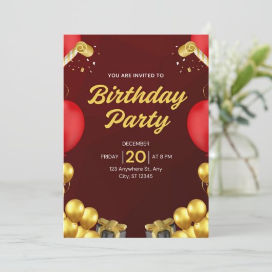 Birthday-uitnodigingen Kaart (Staand voorkant)