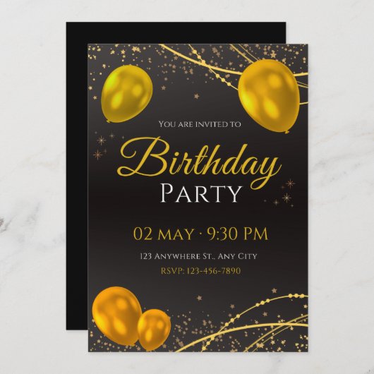 Birthday-uitnodigingen Kaart (Voorkant / Achterkant)