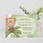 Birthday-uitnodigingen kokokosapen kaart (Staand voorkant)