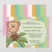 Birthday-uitnodigingen kokokosapen kaart (Voorkant / Achterkant)