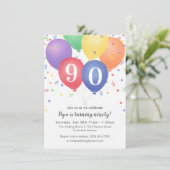 Birthday-uitnodigingen met helder gekleurde ballon kaart (Staand voorkant)