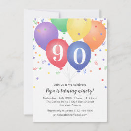 Birthday-uitnodigingen met helder gekleurde ballon kaart