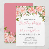 Birthday Uitnodigingen Roze Floral Moderne Partij (Voorkant / Achterkant)