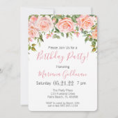 Birthday Uitnodigingen Roze Floral Moderne Partij (Voorkant)