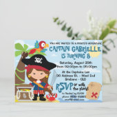 Birthday-uitnodigingen van Cute Girl Pirate Party Kaart (Staand voorkant)
