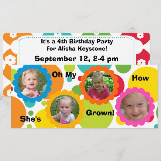 Birthday-uitnodigingen van de Fun Party Kaart (Voorkant / Achterkant)