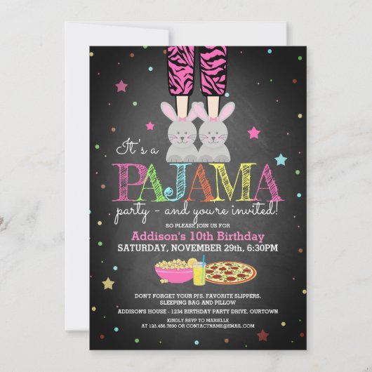 Birthday-uitnodigingen van de Pajama-partij voor m Kaart (Voorkant)
