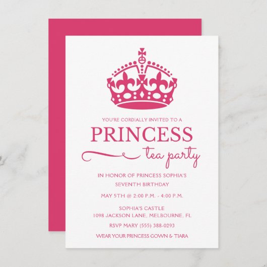 Birthday uitnodigingen van de Partij van de Roze p (Voorkant / Achterkant)