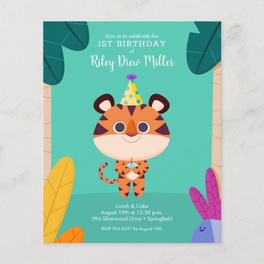 Birthday-uitnodigingen van het Kind Begroting Tige (Voorkant)