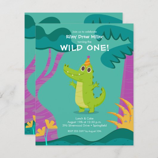 Birthday-uitnodigingen van het Kind van begrotings (Voorkant / Achterkant)