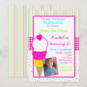 Birthday-uitnodigingen van Ice Cream Party Kaart (Voorkant / Achterkant)