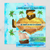 Birthday-uitnodigingen van Pirate Party Kaart (Voorkant / Achterkant)