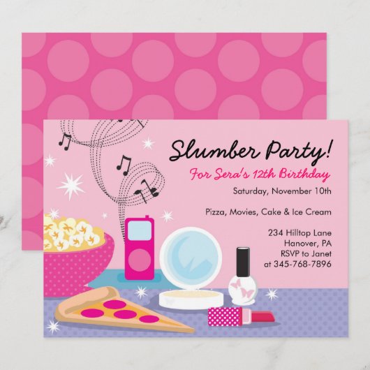 Birthday-uitnodigingen van Slumber Kaart (Voorkant / Achterkant)