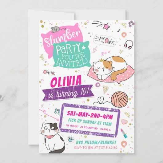 Birthday-uitnodigingen van Slumber - Keukenkat (Voorkant)