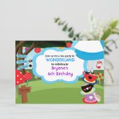 Birthday-uitnodigingen van Wonderland Tea Party Kaart (Staand voorkant)