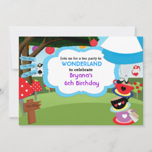 Birthday-uitnodigingen van Wonderland Tea Party Kaart