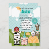 Birthday-uitnodigingen voor Boerderij van de schee Kaart (Voorkant / Achterkant)