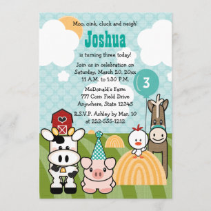 Birthday-uitnodigingen voor Boerderij van de schee Kaart