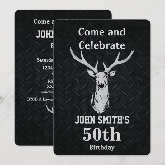 Birthday-uitnodigingen voor Mannen van de roestvri Kaart (Voorkant / Achterkant)