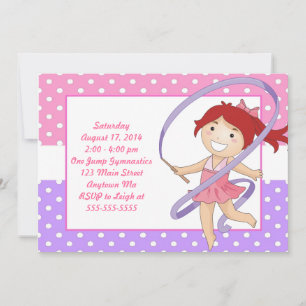Birthday-uitnodigingen voor Red Haire Girl Gymnast Kaart