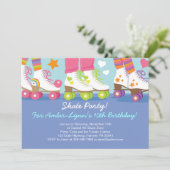 Birthday-uitnodigingen voor rolschaatsen kaart (Staand voorkant)