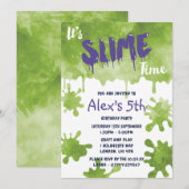 Birthday-uitnodigingen voor Slime Party Kaart (Voorkant / Achterkant)