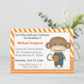 Birthday-uitnodigingen voor Sock Monkey Basketball Kaart (Staand voorkant)