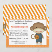 Birthday-uitnodigingen voor Sock Monkey Basketball Kaart (Voorkant / Achterkant)