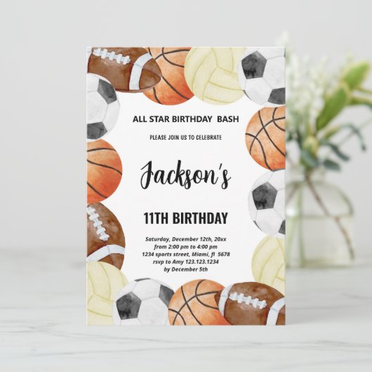 Birthday-uitnodigingen voor sport kaart (Staand voorkant)