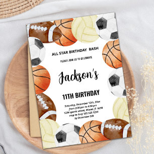 Birthday-uitnodigingen voor sport kaart