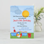 Birthday-uitnodigingen voor Summer Fun Sand Box Kaart (Staand voorkant)