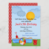 Birthday-uitnodigingen voor Summer Fun Sand Box Kaart (Voorkant / Achterkant)