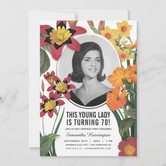 Birthday-uitnodigingen voor vrouwen - botanische f kaart (Voorkant)