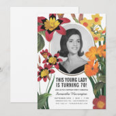 Birthday-uitnodigingen voor vrouwen - botanische f kaart (Voorkant / Achterkant)