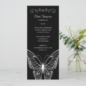 Birthday-uitnodigingen voor zwarte en witte vlinde kaart (Staand voorkant)