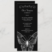 Birthday-uitnodigingen voor zwarte en witte vlinde kaart (Voorkant / Achterkant)
