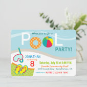 Birthday-uitnodigingskaart voor pool kaart (Staand voorkant)