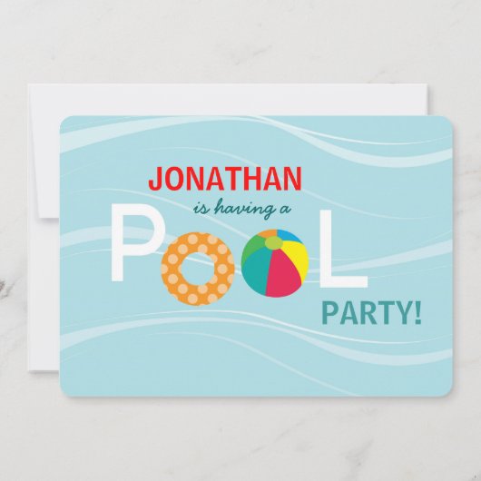 Birthday-uitnodigingskaart voor pool kaart (Achterkant)