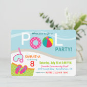 Birthday-uitnodigingskaart voor pool kaart (Staand voorkant)