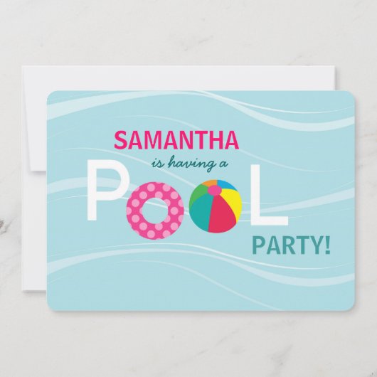 Birthday-uitnodigingskaart voor pool kaart (Achterkant)