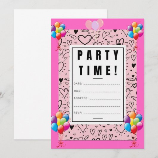 Birthday-uitnodigingskaarten Kaart (Voorkant / Achterkant)