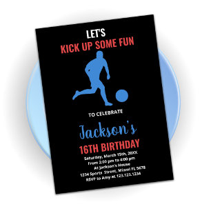 Birthday-uitvindingen van Red Blue Running Soccer Kaart